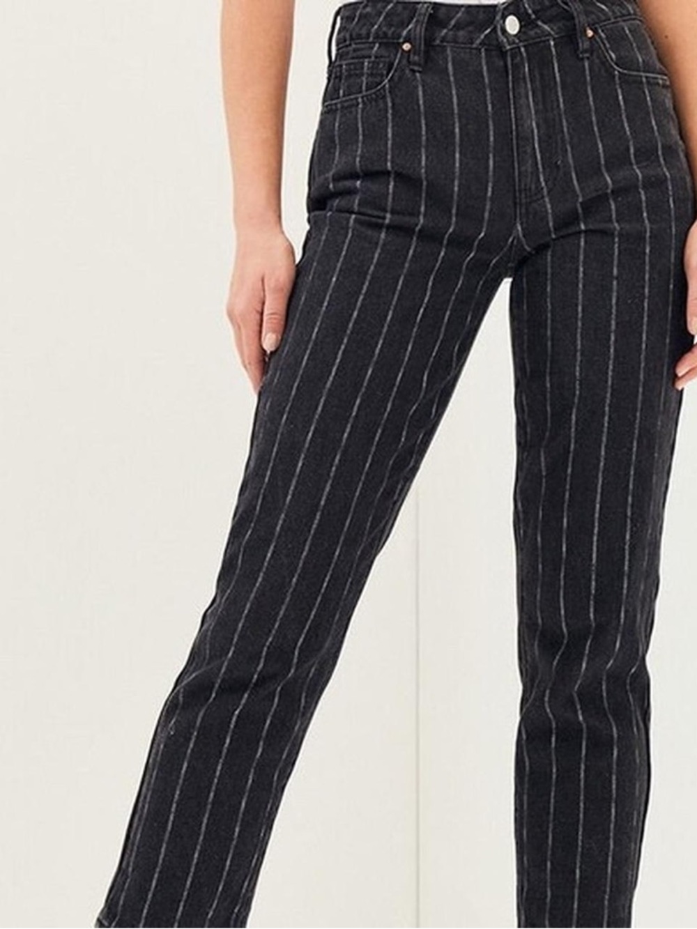 Pac-sun Striped Black High-Rise Mom Jeans